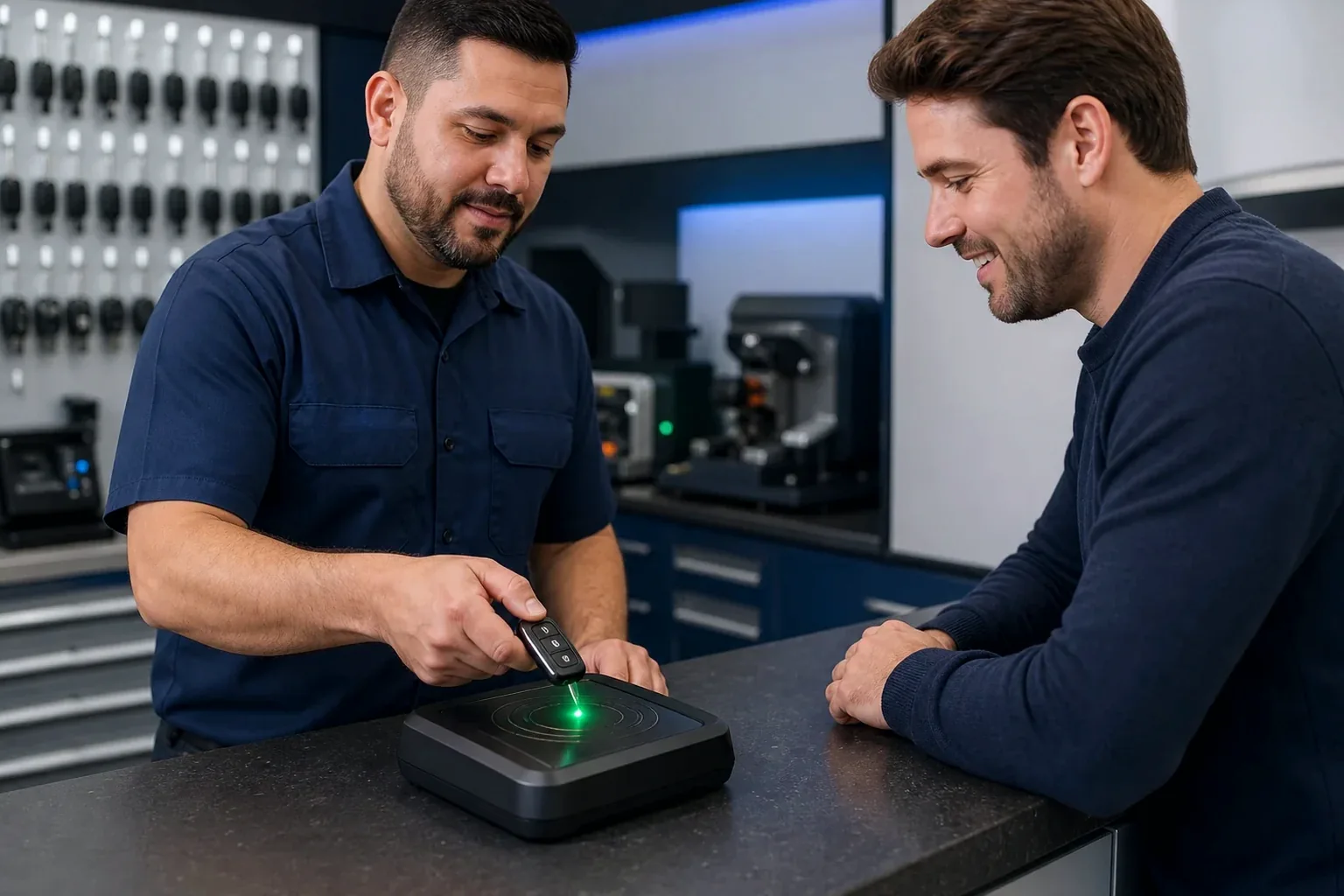 Chaveiro programando chave de controle em Vitória de Santo Antão.